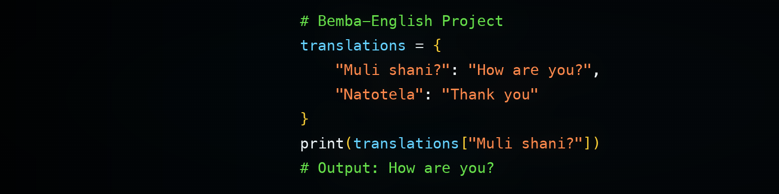 Bemba-English neural machine translation project banner